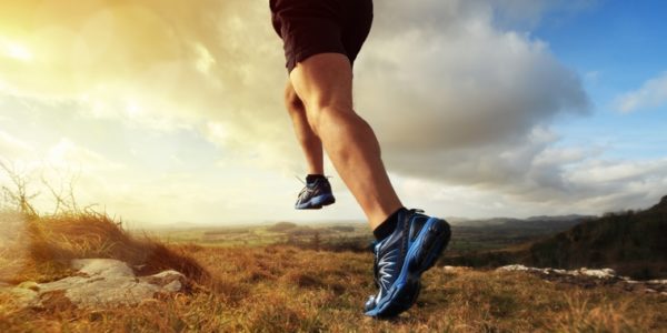 Healthy trail run Outdoor cross-country running in early sunrise concept for exercising, fitness and healthy lifestyle